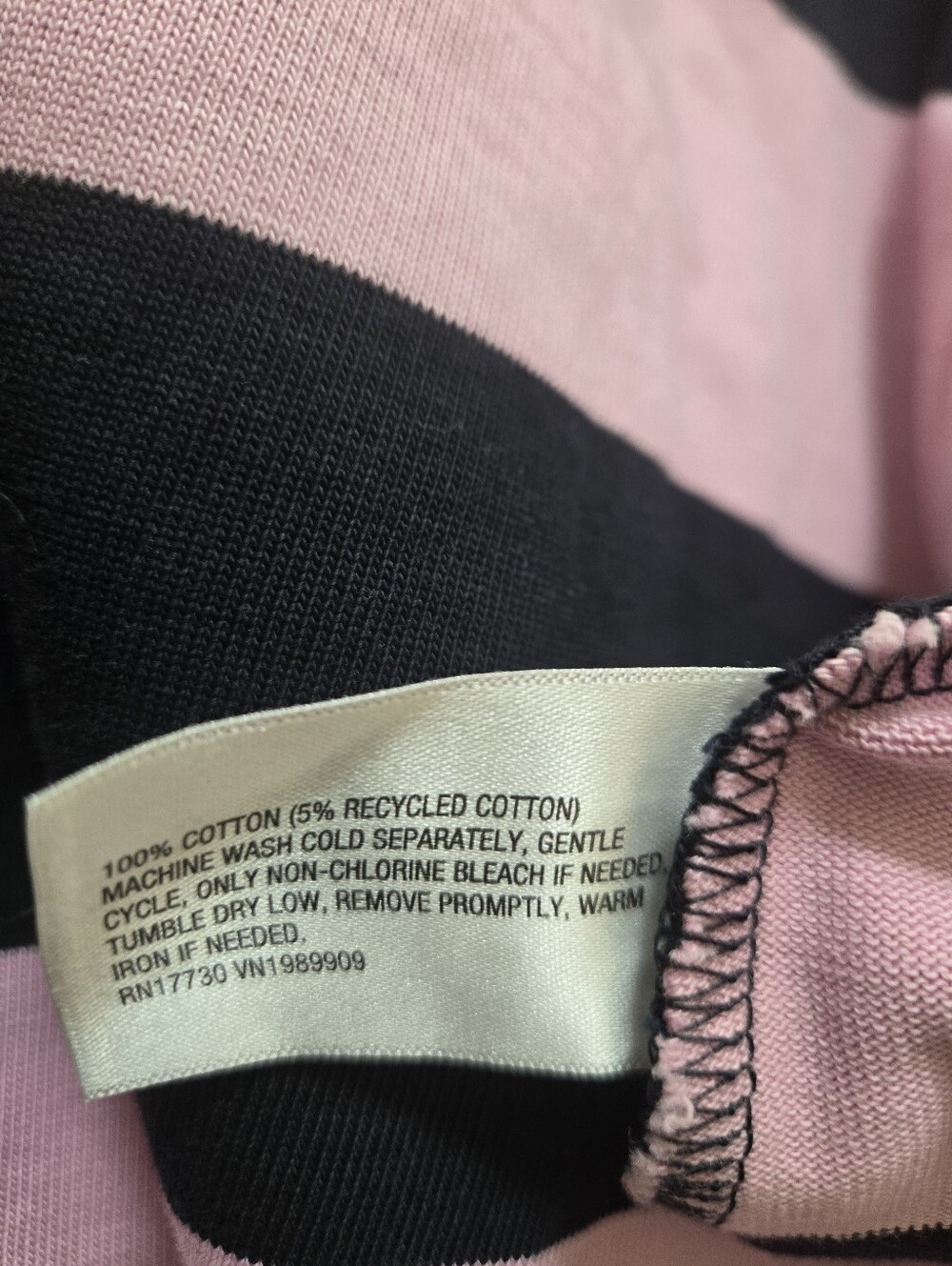 Striped Pink and Navy Polo-Style Puff Sleeve Top - Picture 7 of 7